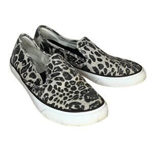Sperry Top Sider Womens Comfort Shoes Leopard Canvas Slip On Size 9.5 M